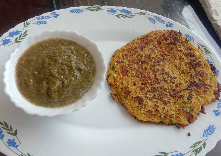 Recipe of Speedy Veggie Oats Chilla with green chutney