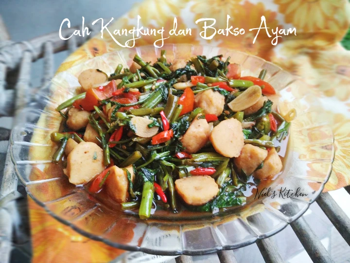 Cara Gampang Membuat Resep Cah Kangkung dan Bakso Ayam Saus Tiram yang Sempurna Anti Ribet, Bisa Manjain Lidah