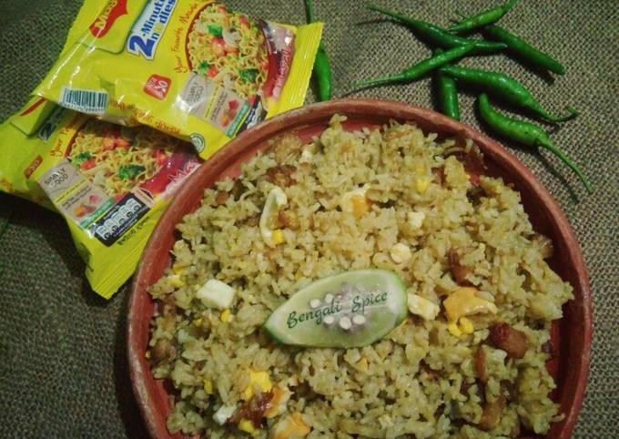 Steps to Make Super Quick Homemade Maggi Spicy mixed Fried Rice 🍚