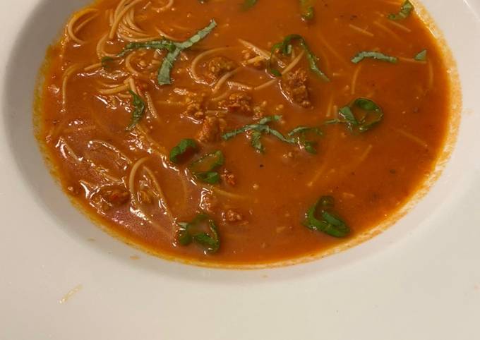 Mexican Tomato Noodle Soup with Chorizo (Sopa de Fideo)