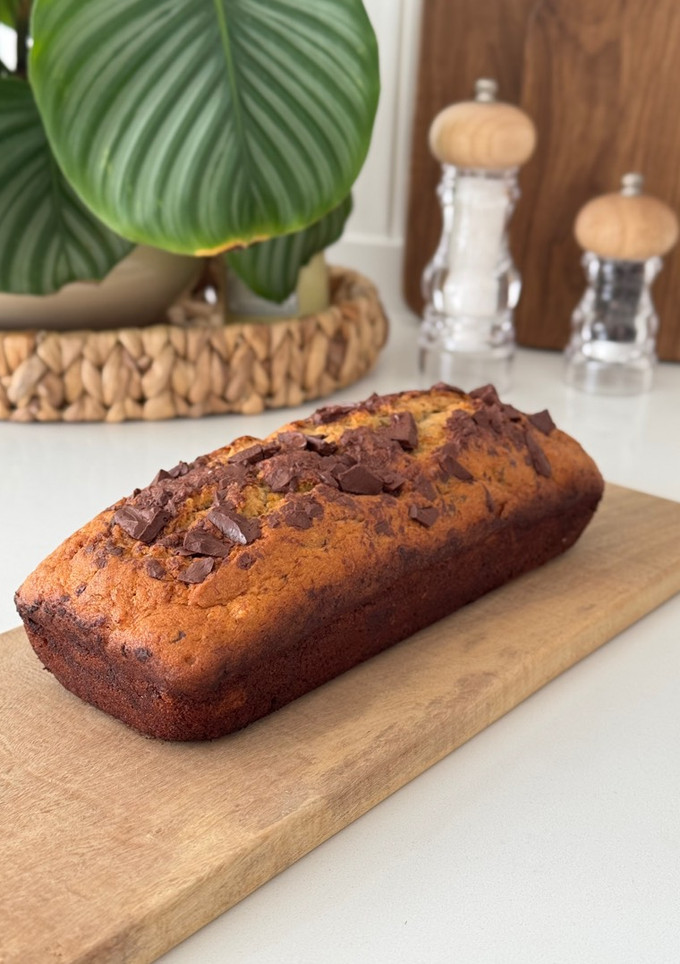 Una foto de Budín de Banana y Chips
