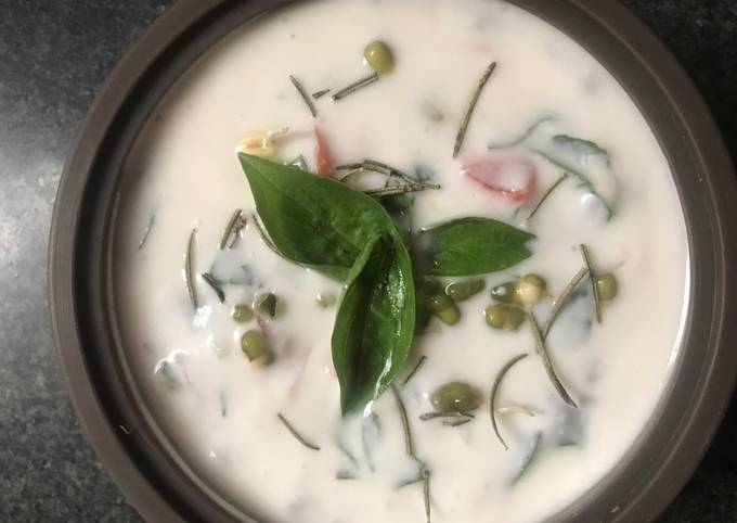 Moong sprouts Basil and rosemary raita Recipe by Nainy Vermani