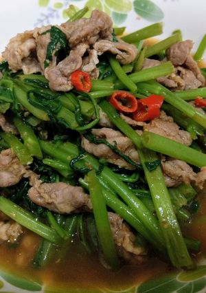 沙茶牛肉炒空心菜 的食譜成品照片