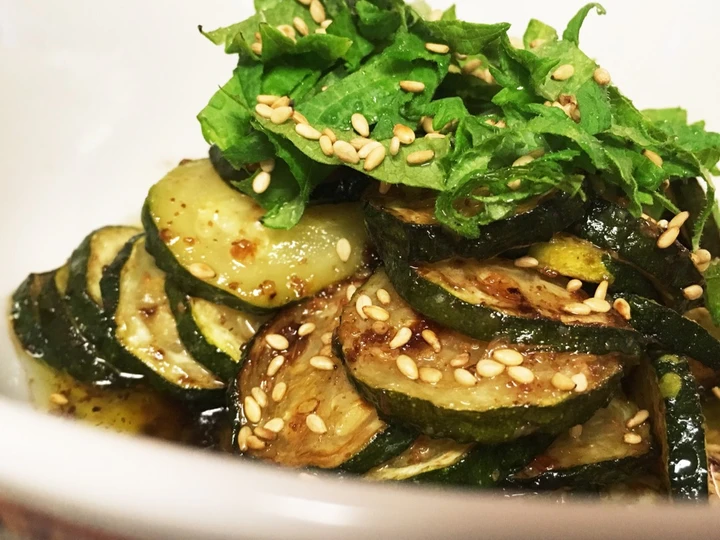 Easy Way Prepare Sautéed zucchini (garnished with shiso leaves) which So Delicious