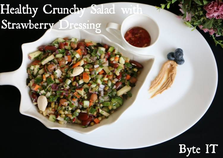Healthy crunchy salad with strawberry dressing Healthy crunchy salad with strawberry dressing