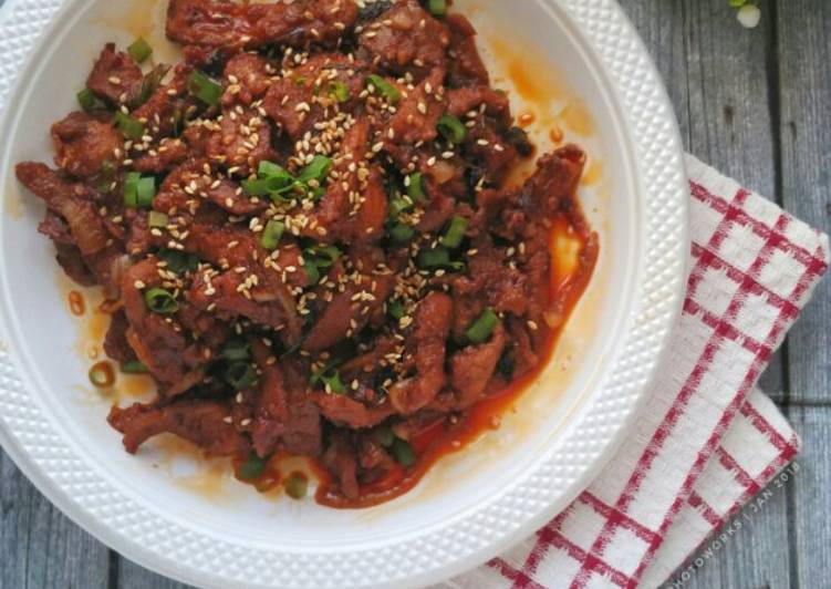 Resep Spicy stir-fried Beef/Chicken/Pork yang Enak Banget