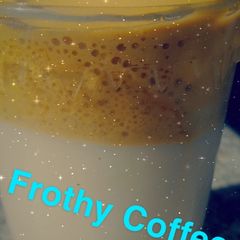Frothy coffee or dalgona coffee A picture of Frothy coffee or dalgona coffee.