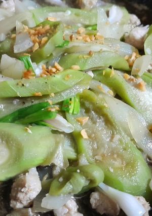 Hình của món Mướp xào thịt xay.