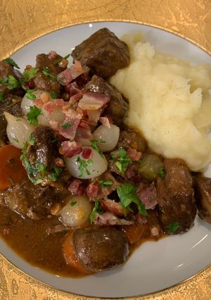 A picture of Boeuf Bourguignon (Beef Burgundy Stew).
