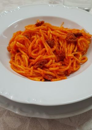 Una foto de Espagueti con tomate