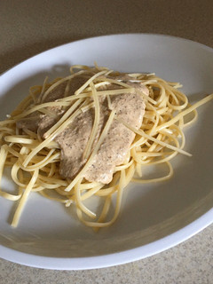 Una foto de Fettuccini con salsa nogada