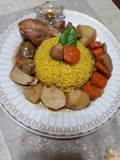 صورة لوصفة أفخاد دجاج مع خضار و رز