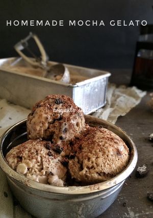 Foto resep Homemade Mocha Ice Cream Gelato With Oreo (Tanpa Pengembang, SP)