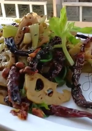 A picture of Stir Fry Spicy Malak Lotus and Peanut.