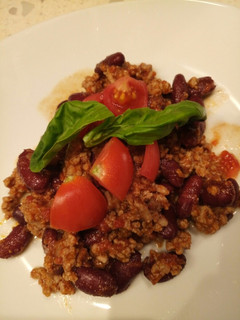 A picture of Borlotti bean and beef stew.
