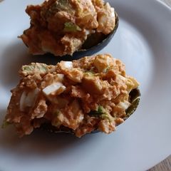 A picture of Crab filled avocado.