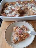 Gratin de pêches plates aux amandes