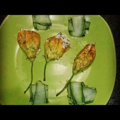 3. Zucchini flower filled and baked A picture of 3. Zucchini flower filled and baked.