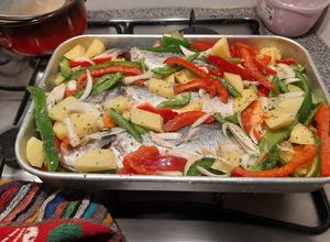 Foto de Robalo com legumes no forno