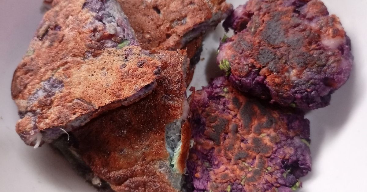 H265. Perkedel dan Dadar Udang Ubi Ungu (14 month+)