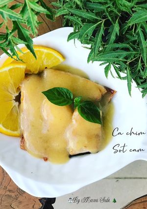Hình của món Cá chim trắng phile sốt cam.