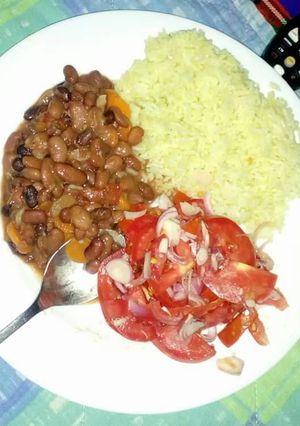 A picture of Rice and beans.