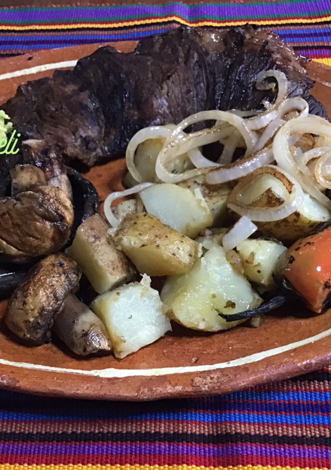 Una foto de Arrachera. marinada en cerveza hecha en sartén