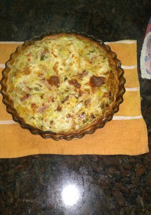 Una foto de Tarta de puerros y panceta