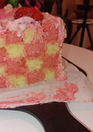 Foto resep Checkerboard pink cake