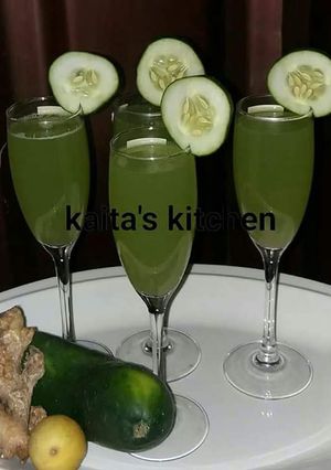A picture of Cucumber drink with ginger and lemon.