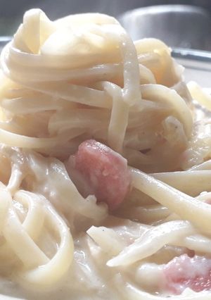 Foto resep Spageti Fettucini Carbonara Home made