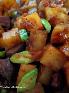 Foto resep Sambal goreng kentang+hati+pete❤️