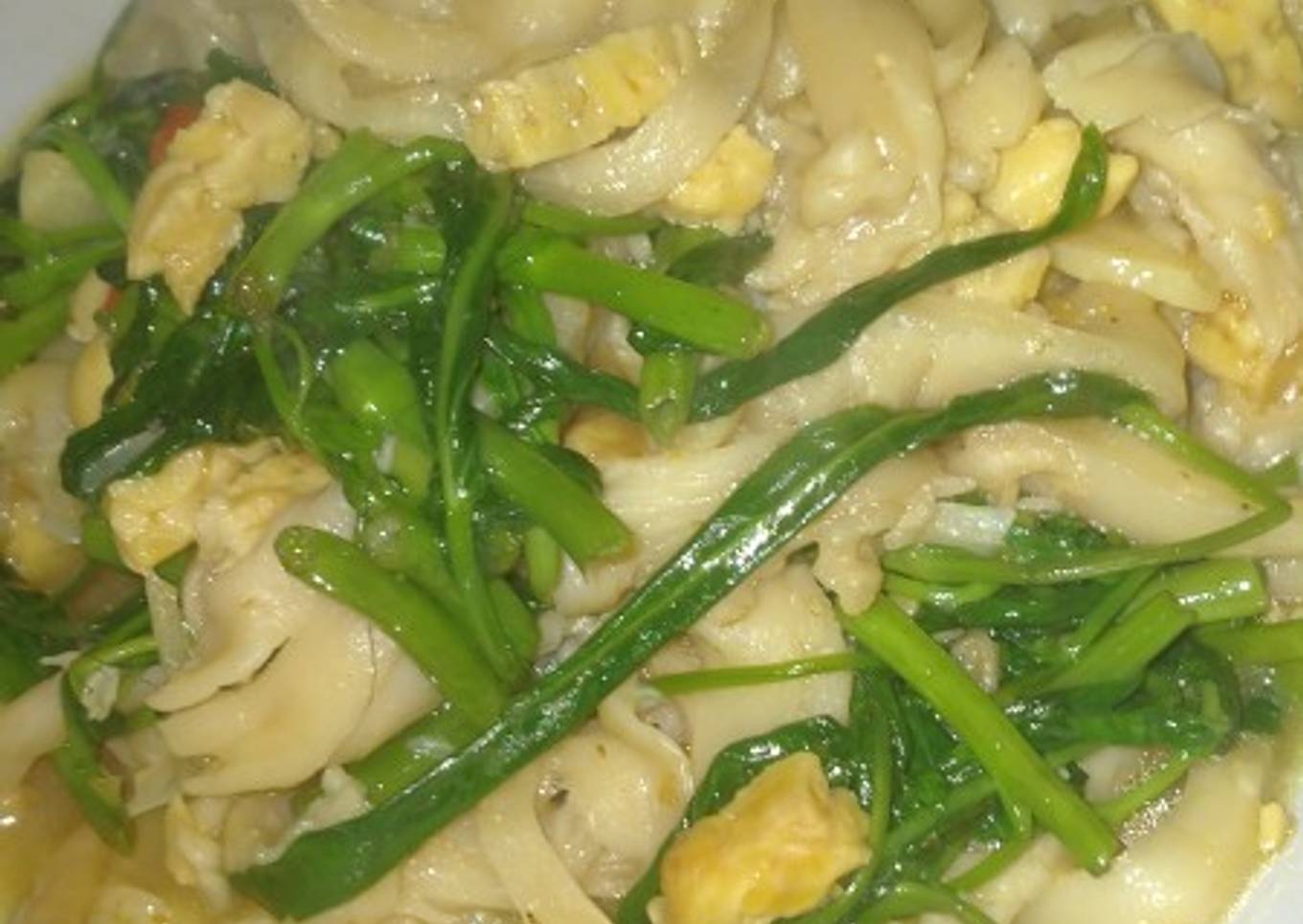 Tumis jamur tiram tempe kangkung