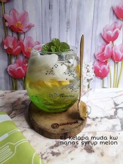 Foto resep Es kelapa muda kw nanas syrup melon