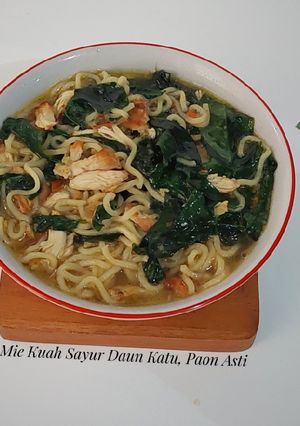 Foto resep Mie Kuah Sayur Daun Katuk (Mie instan)