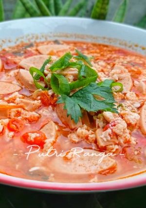 Foto resep Sup Tomat dengan Sosis dan Telur