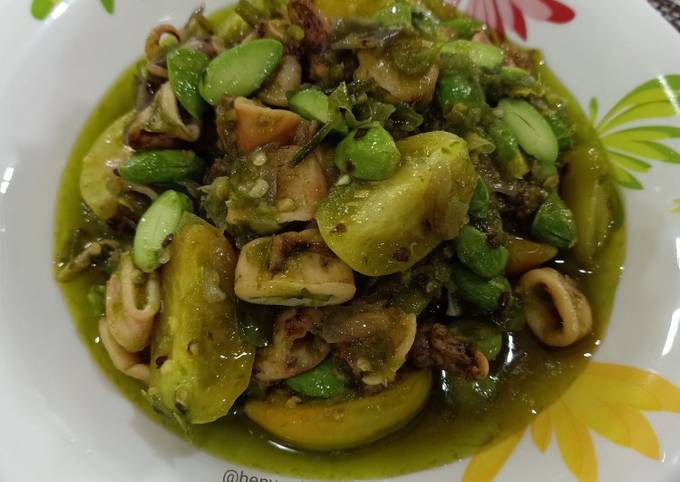 Cumi Asin Pete ala Sambal Ijo Padang