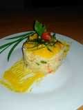 Cuscus de vegetales con pollo en salsa de mangos