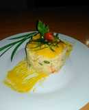 Cuscus de vegetales con pollo en salsa de mangos