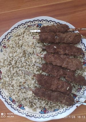 عکسی از دستور شوید پلو با کباب تابه ای