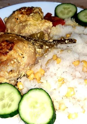 Indiai csirkecomb kukoricás rizzsel recept fotója