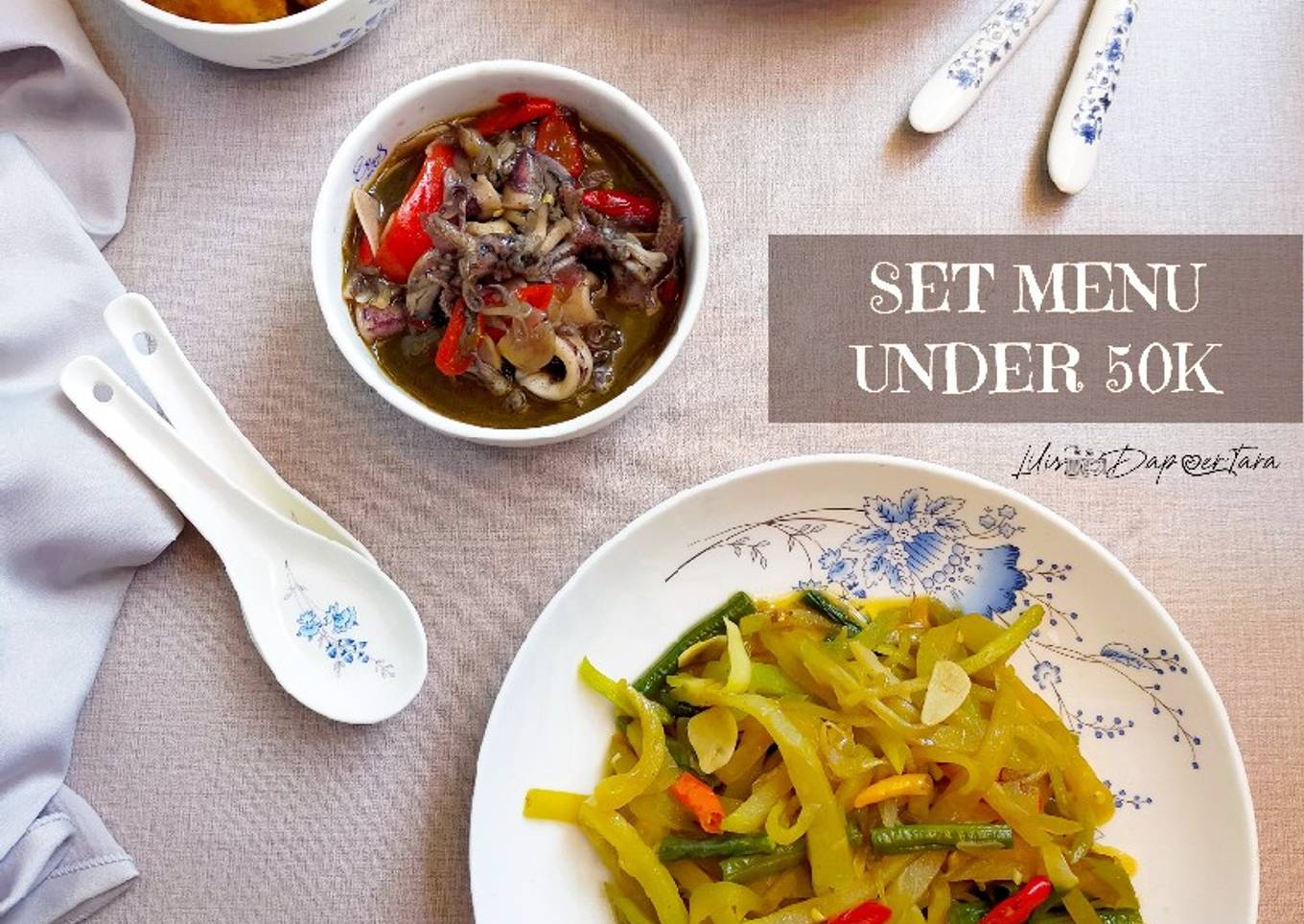 Menu Lewati roti tahu dengan labu, cumi hitam, dan udang