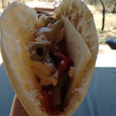 A picture of Vegan stuffed pita.