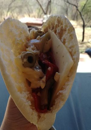 A picture of Vegan stuffed pita.