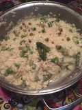 Risoto de aspargos, queijo brie e pistache