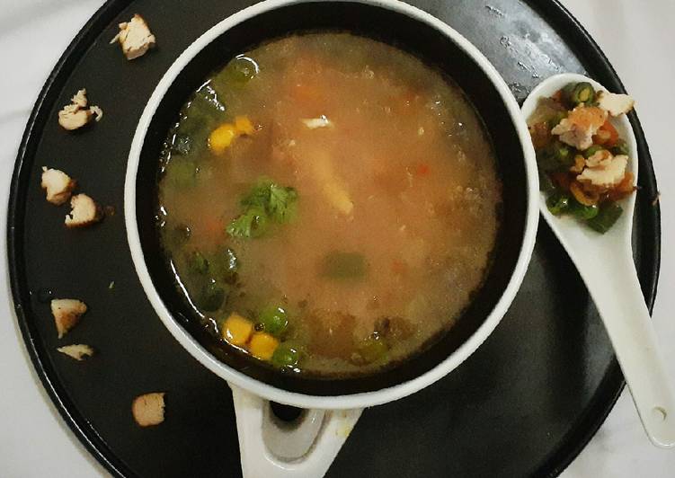 Broken Wheat Chicken Soup with Roasted vegetables