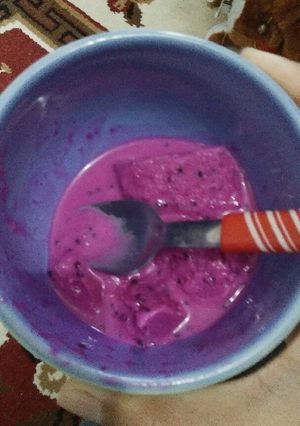 Foto resep Es krim buah naga (no SP, no whipping cream) untuk anak2