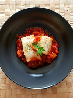 Una foto de Bacalao con Pisto