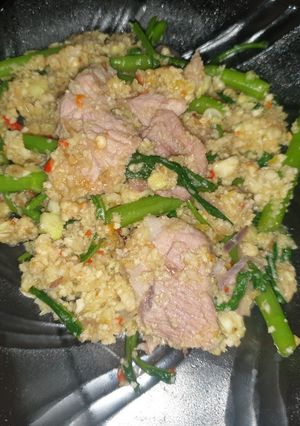 รูปของ ข้าวผัดหมูผักบุ้ง คีโต (ดอกกะหล่ำ)