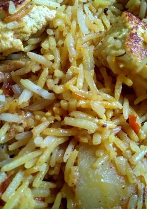 A picture of Paneer biryani.
